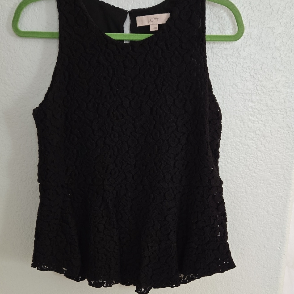 LOFT Black Sleeveless Peplum Blouse